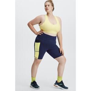 Fabletics Powerhold On The Go High Waisted Short 9" Navy & Yellow NEW 4X
